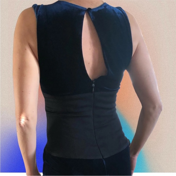 Bebe Blue Velvet deep v neck sexy midi dress XS - Picture 4 of 8